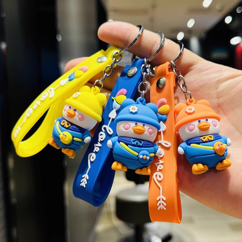 Backpack Duck Keychain Cartoon Doll Keychain Bag Pendant Event Gift Printed Logo Kindergarten Gift