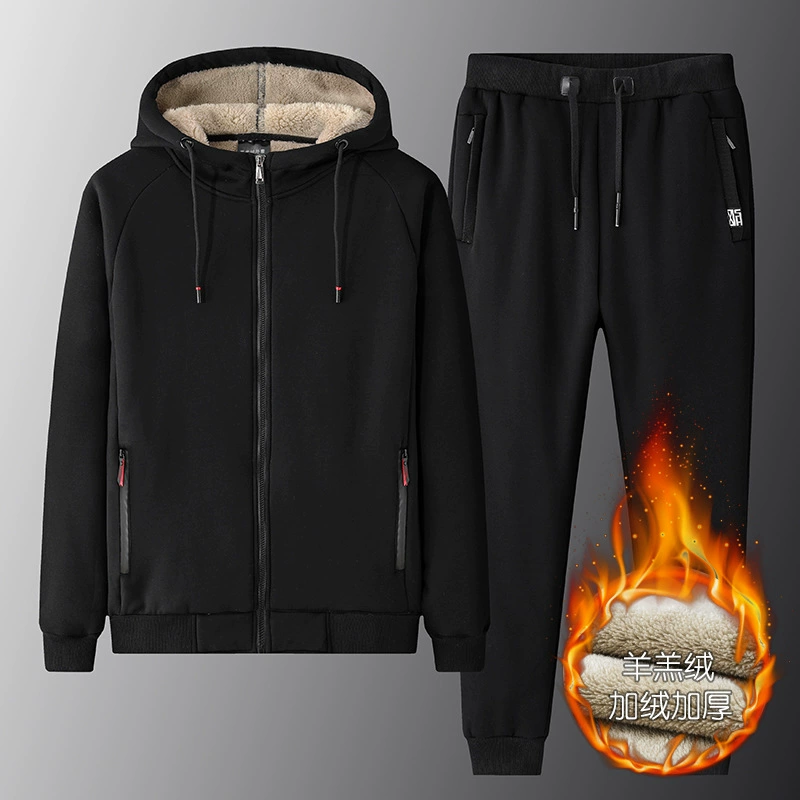 Новое зимнее пальто на молнии из овечьей шерсти, толстый теплый мужской спортивный костюм больших размеров в Корейском стиле на флисовой подкладке, мужской