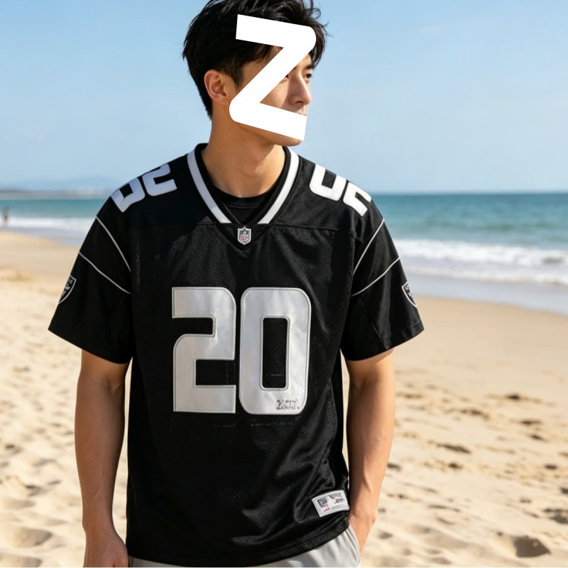 Summer American Style Retro Football Jersey T-Shirt Loose-fitting Sports Short-Sleeve Men's and Women's Number Jersey