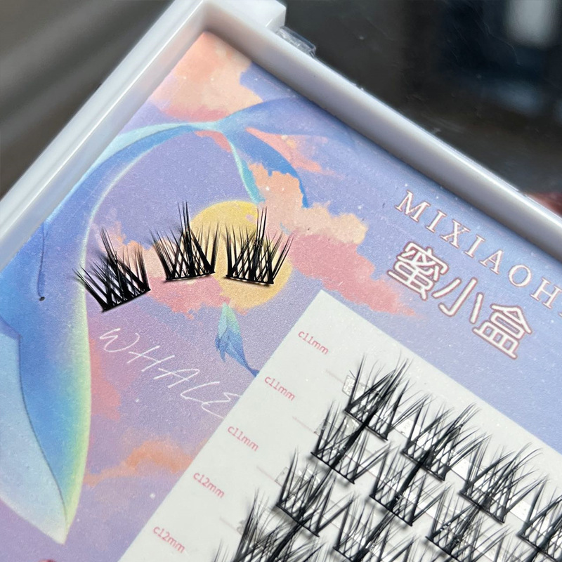 蜜小盒新懒人三部曲小恶魔仙子假睫毛自然超细梗羽扇鱼尾嫁接睫毛