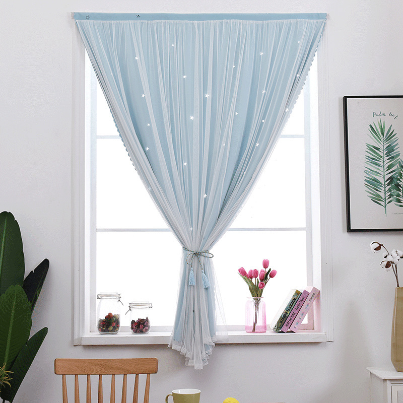 Self-Adhesive Trendy Door Curtain Finished Product, No-Drill Installation with Magic Tape, Blackout Bedroom Bay Window Sheer Curtain, Easy to Install