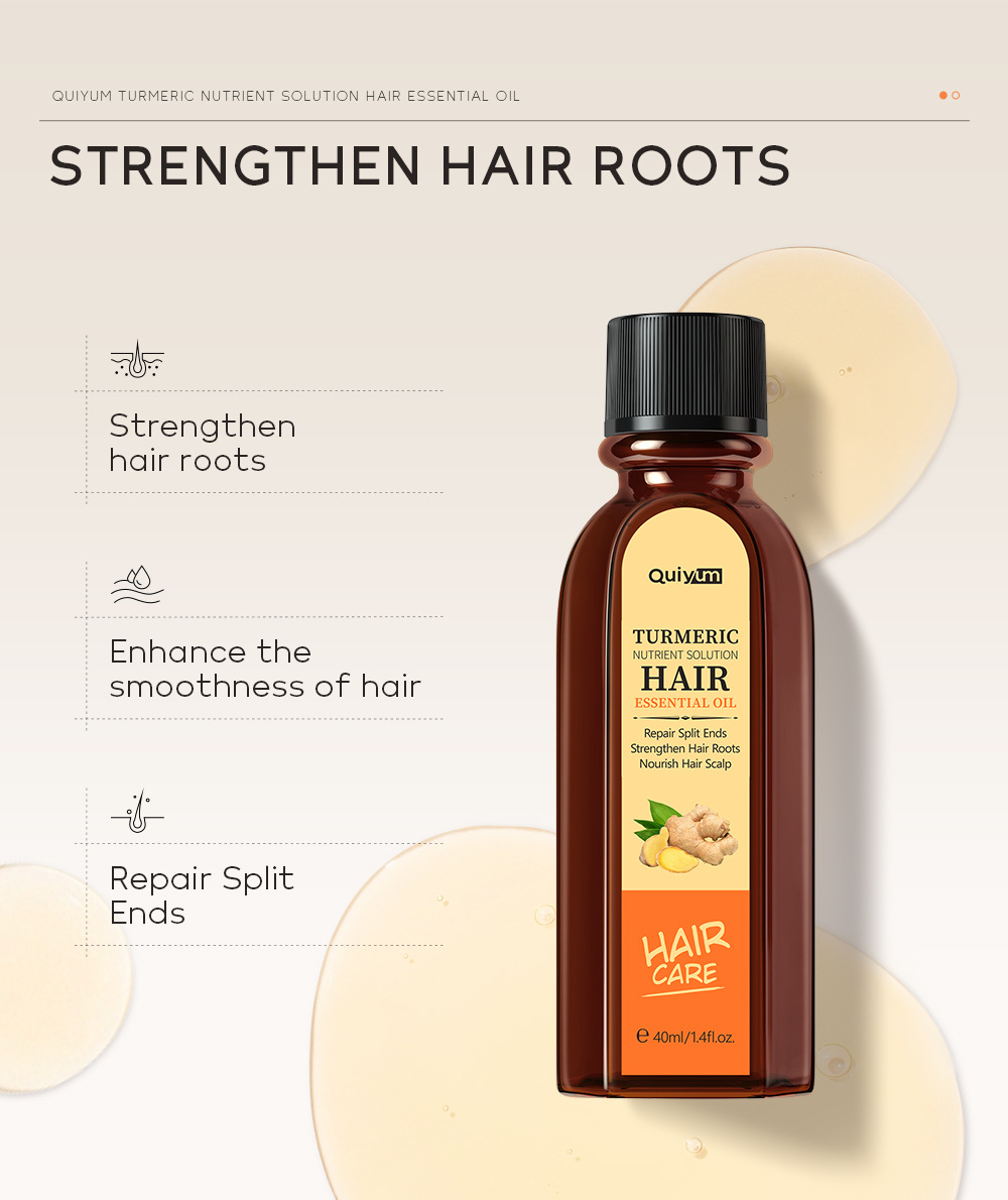 Cross-border supply QUIYUM turmeric Hair Care essential oil wholesale, a brand manufacturer for smooth, dry and shiny hair undefined