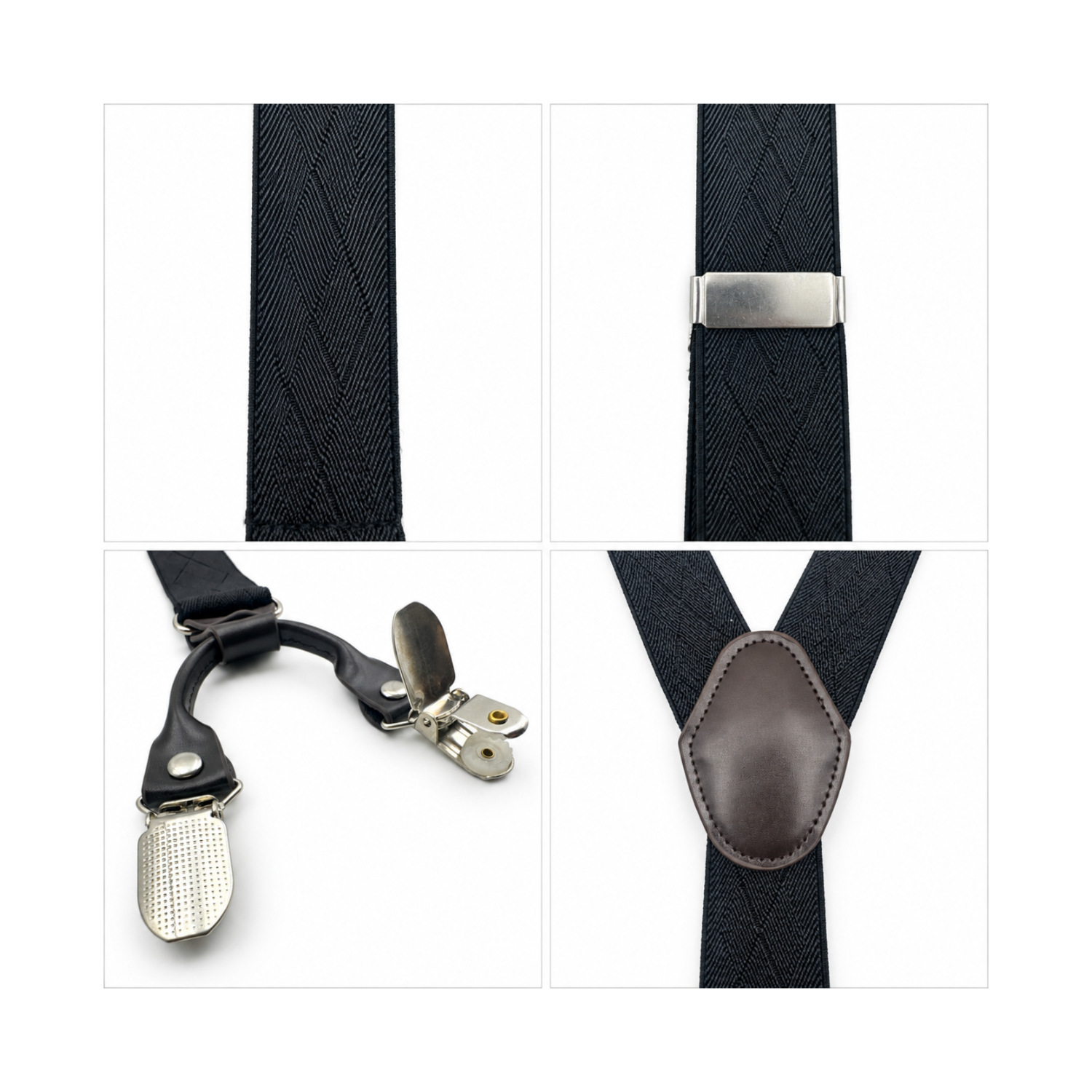 Suministro exclusivo transfronterizo: Tirantes para hombre de 3.5 cm con 6 clips, empaque en caja de regalo, tirantes elásticos.