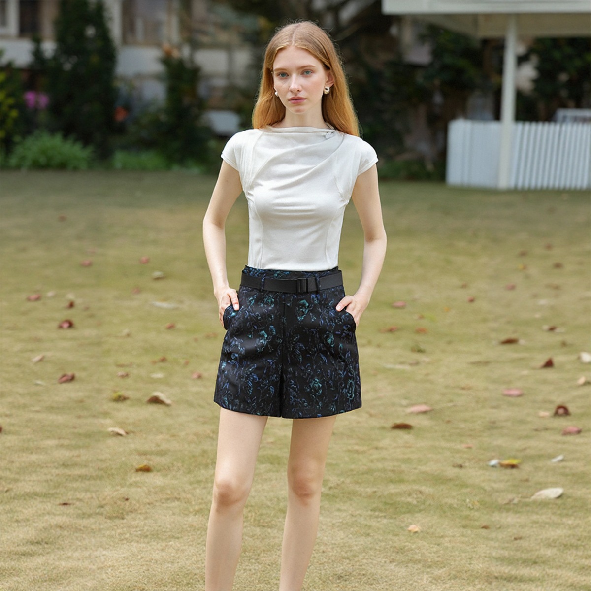 一手货源【傲丝度】品牌专柜撤柜！腰带花纹阔腿显瘦休闲裤女25秋