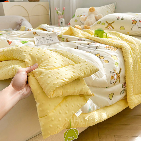 Class A Maternal and Infant Grade Summer Cool Quilt Washed Cotton Peas Quilt Air-conditioning Quilt Children Summer Quilt Student Dormitory Spring and Autumn Thin Quilt