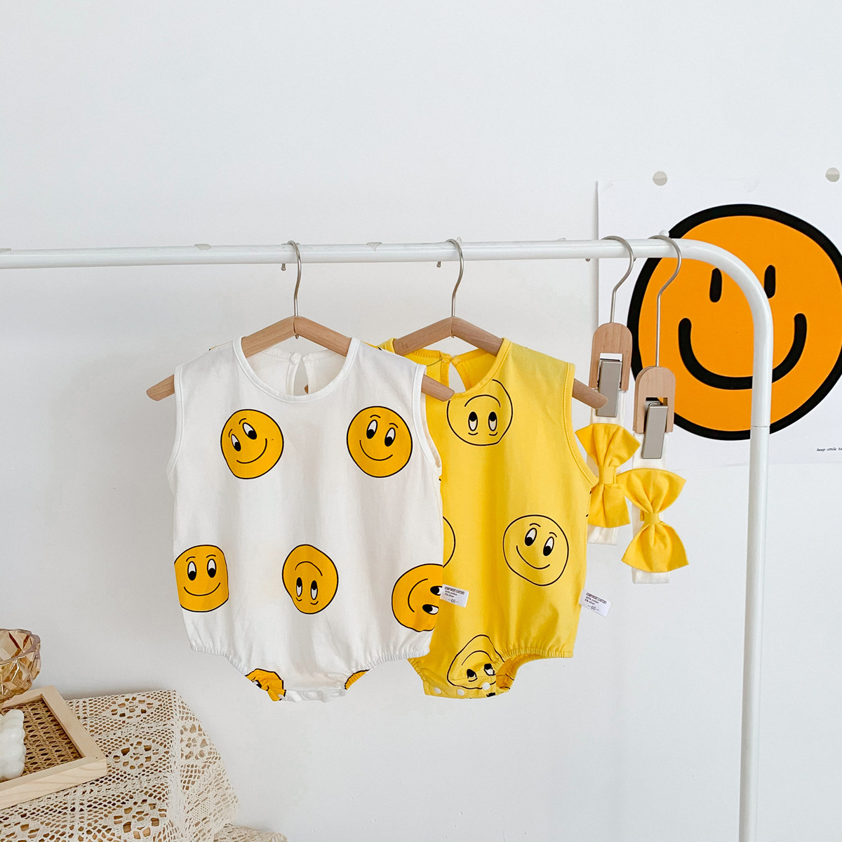 Baby Sleeveless Cute Smiley Loose Casual One-piece Thin Full Printed Romper display picture 35