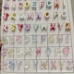 20mm亚克力大孔字母珠子高透uv镀彩马卡龙手工diy手机链明星应援