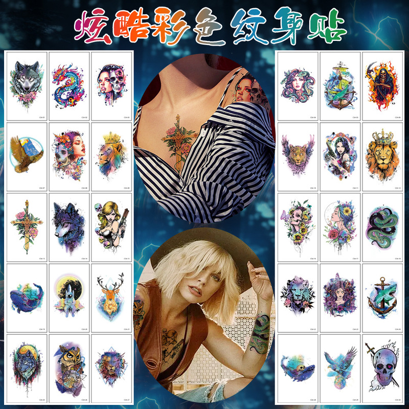 Cross-border new small fresh flower arm tattoo European and American color animal sexy figure arm clavicle temporary sticker