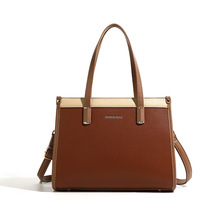 撞色洋气女士手提包2025跨境新款大容量气质复古简约单肩斜挎女包