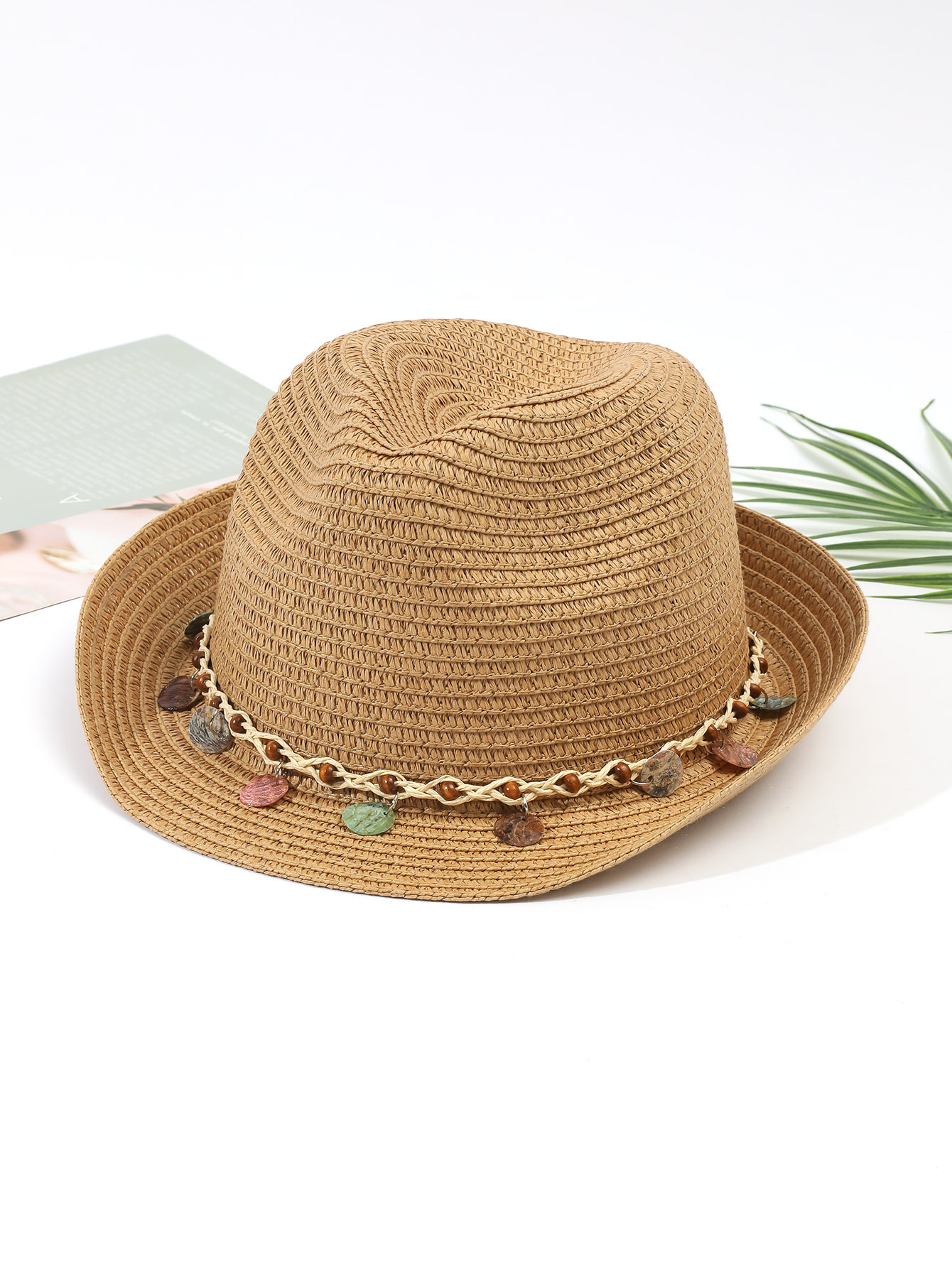 315g Weight Sun Hat, Straw Hat Hats Type Holiday, Beach Occasion Straw Material Geometric Pattern Summer Season Women's Gender Vacation, Classic Style Style Curved Eaves Rim Women's Vacation Classic Style Geometric Curved Eaves Sun Hat Straw Hat 14