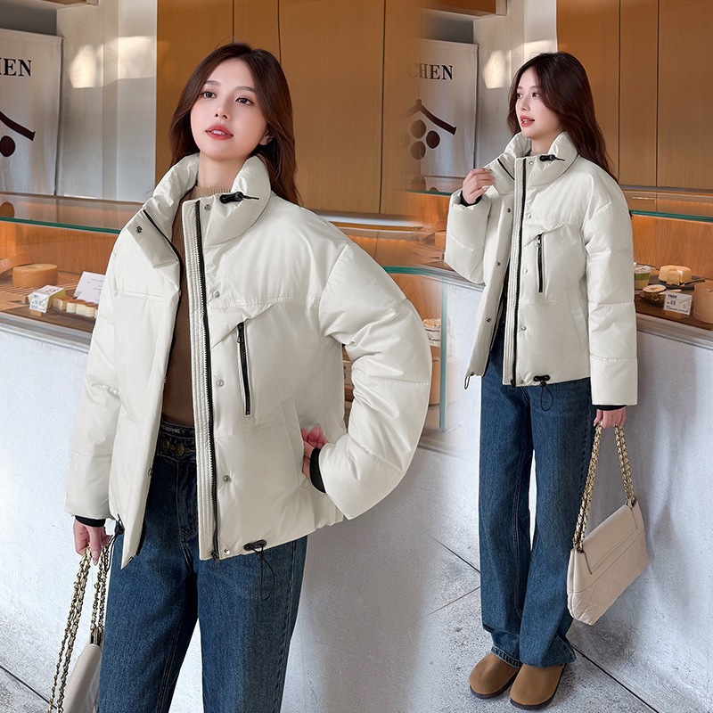 Comercio exterior ropa de algodón para mujeres de cuello corto chaqueta de algodón casual holgada coreana hombre pequeño invierno 2025 nuevo image 1