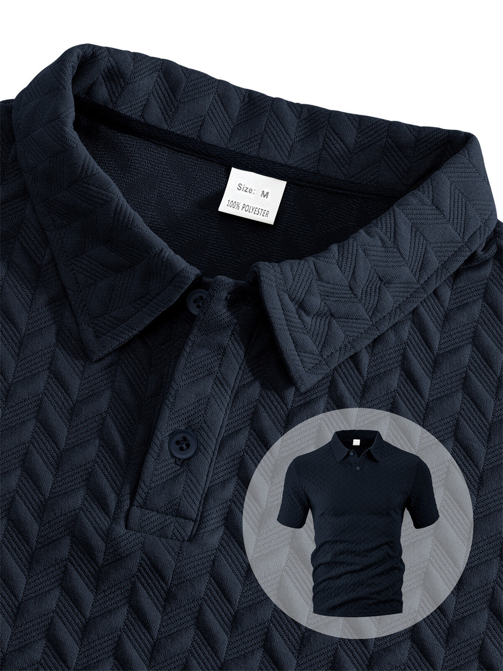 Men's Short Sleeve Polo Shirt Set Jacquard Design Comfort Fit Casual Summer Wear Breathable Polyester Fabric_viptrois.com