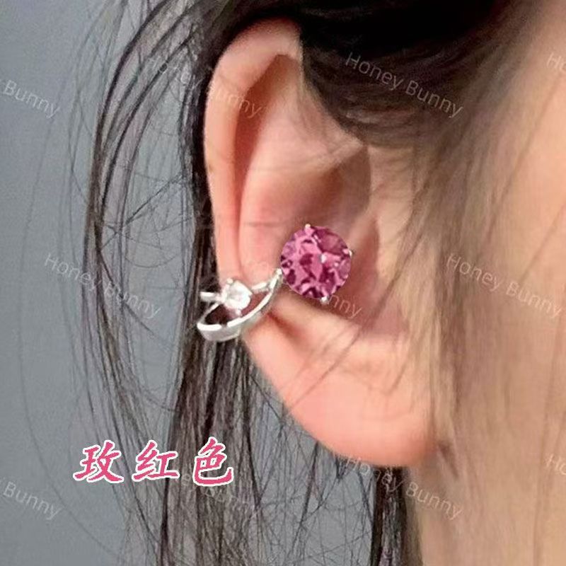 Línea de zircon azul, clips de hueso de orejas, nicho de diseño femenino, clips de orejas sin agujeros de orejas, temperamento único y frío, perfiles de orejas.