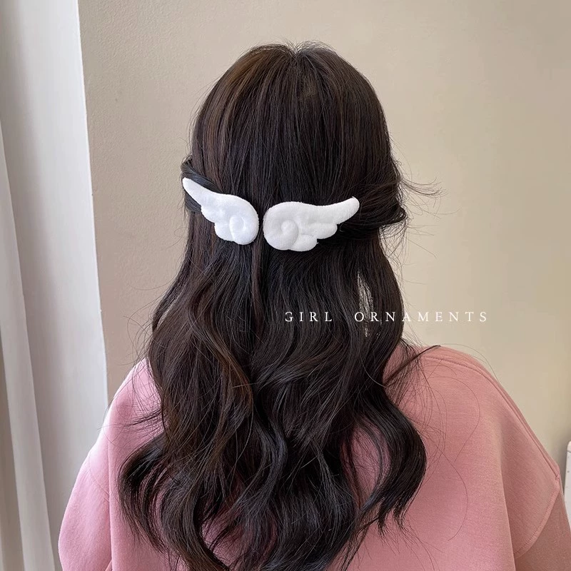 Пара зажимов для волос-витерка Wing Hairpin Pair, милый японский зажим для волос, декоративный набор 2 шт — белый или розовый