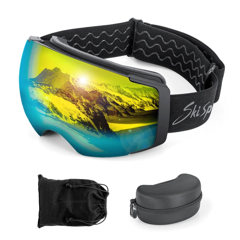 2025 Cross-border Double-layer Magnetic Snap Outdoor Ski Glasses Adult Anti-fog Large Field of Vision Spherical Myopia Goggles Wholesale