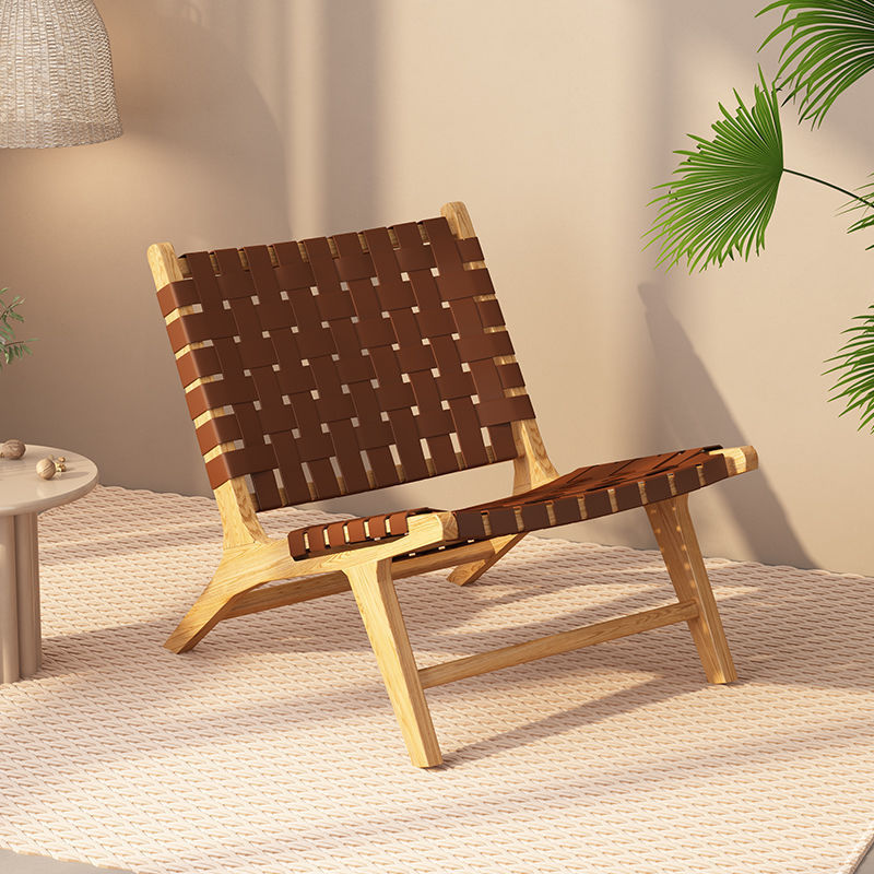 Sillas de madera sólida de cuerda trenzada sillas de balcón nórdicas sillas de ocio estilo japonés sillas de silla de casa pequeña silla de respaldo perezosa