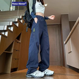 NASA冲锋裤春秋季直筒宽松透气大码防水拉链工装裤户外徒步登山裤