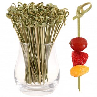 Flower Knot String 50 Pieces/Pack Green Scissors String Fruit Picks Natural Bamboo Amazon Fruit Fork Bamboo Picks