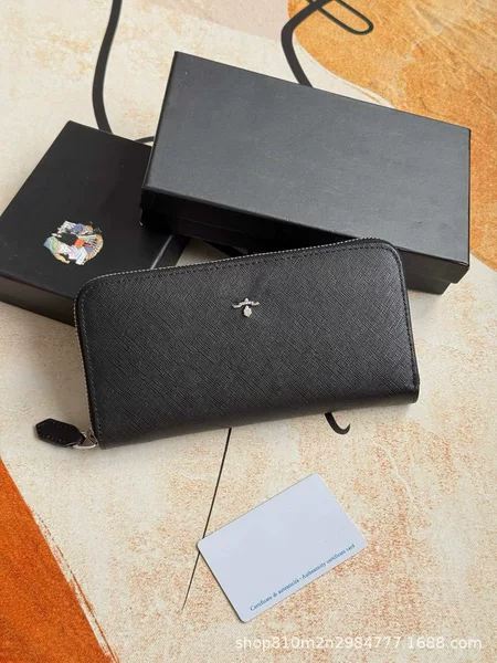 Factory wholesale men's clutch single zipper cross pattern leather wallet with logo spring new simple fashion