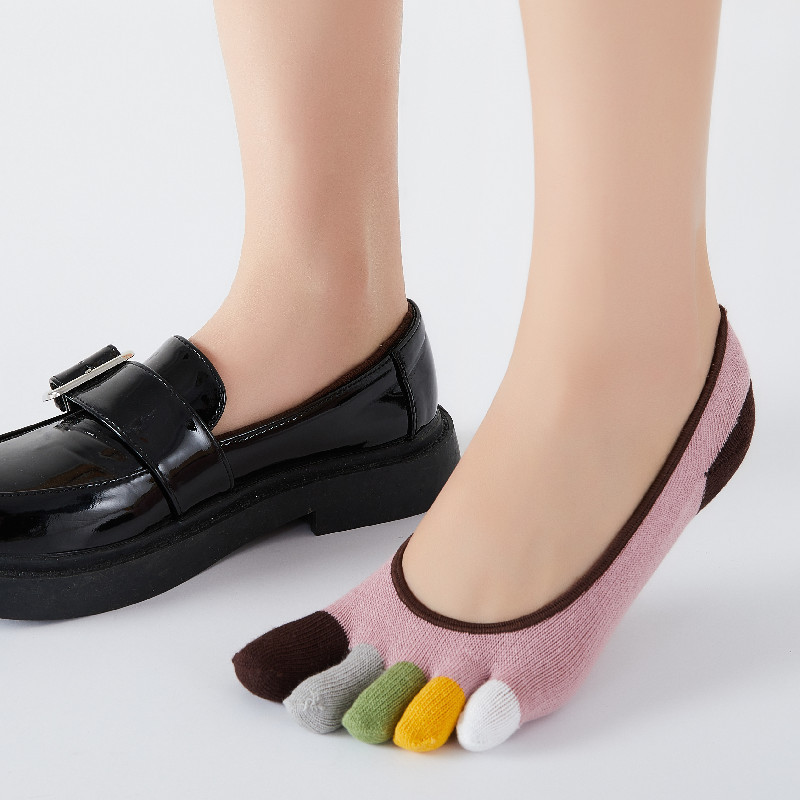Women's colorful toe five-finger socks summer cotton invisible five-finger socks solid color cotton five-finger socks