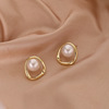 Brand earrings from pearl, European style, suitable for import, wish, light luxury style, simple and elegant design