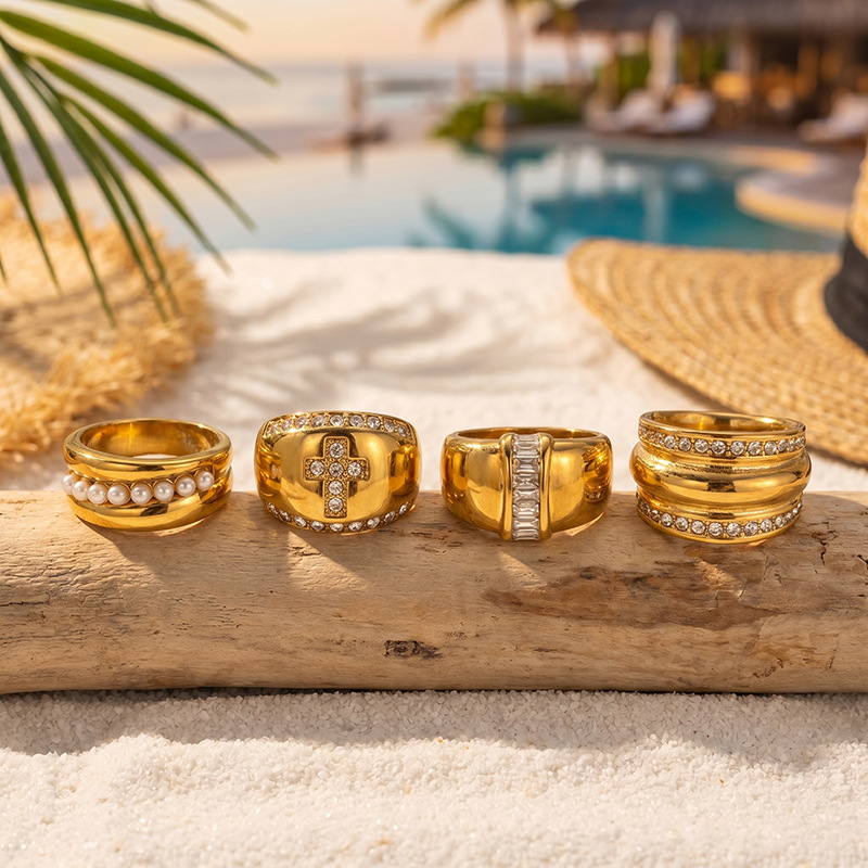 Anillo de diamantes de alta calidad de lujo ligero y nicho no se desvanece joyería de acero de titanio