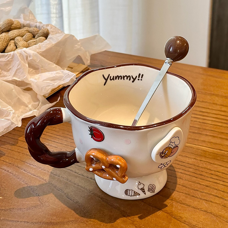 トムとジェリー セラミックコーヒーマグカップ 女の子用 高見えカップル ドリンクカップ 家庭用誕生日プレゼント|undefined