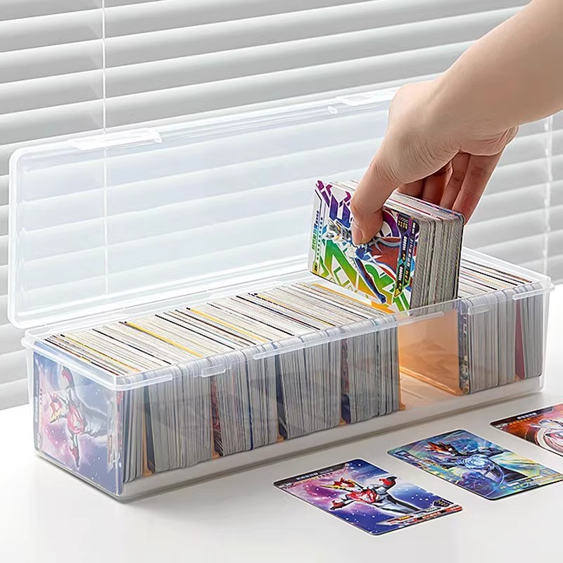 Card Storage Box for Kidsren Ultraman Yu-Gi-Oh Card Transparent Storage Box Dust-Proof Pokemon Card Box with Lid