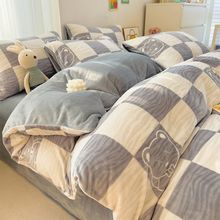 牛奶绒四件套冬天双面加厚加绒单被套ins风学生宿舍法莱绒被套厂