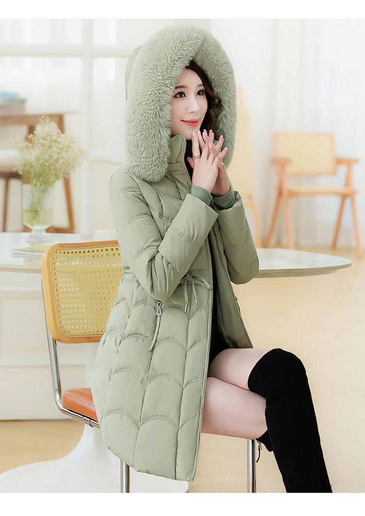 Women's Mid-length Down Jacket With Fur Collar Slim Fit Winter Coat_voghion.com