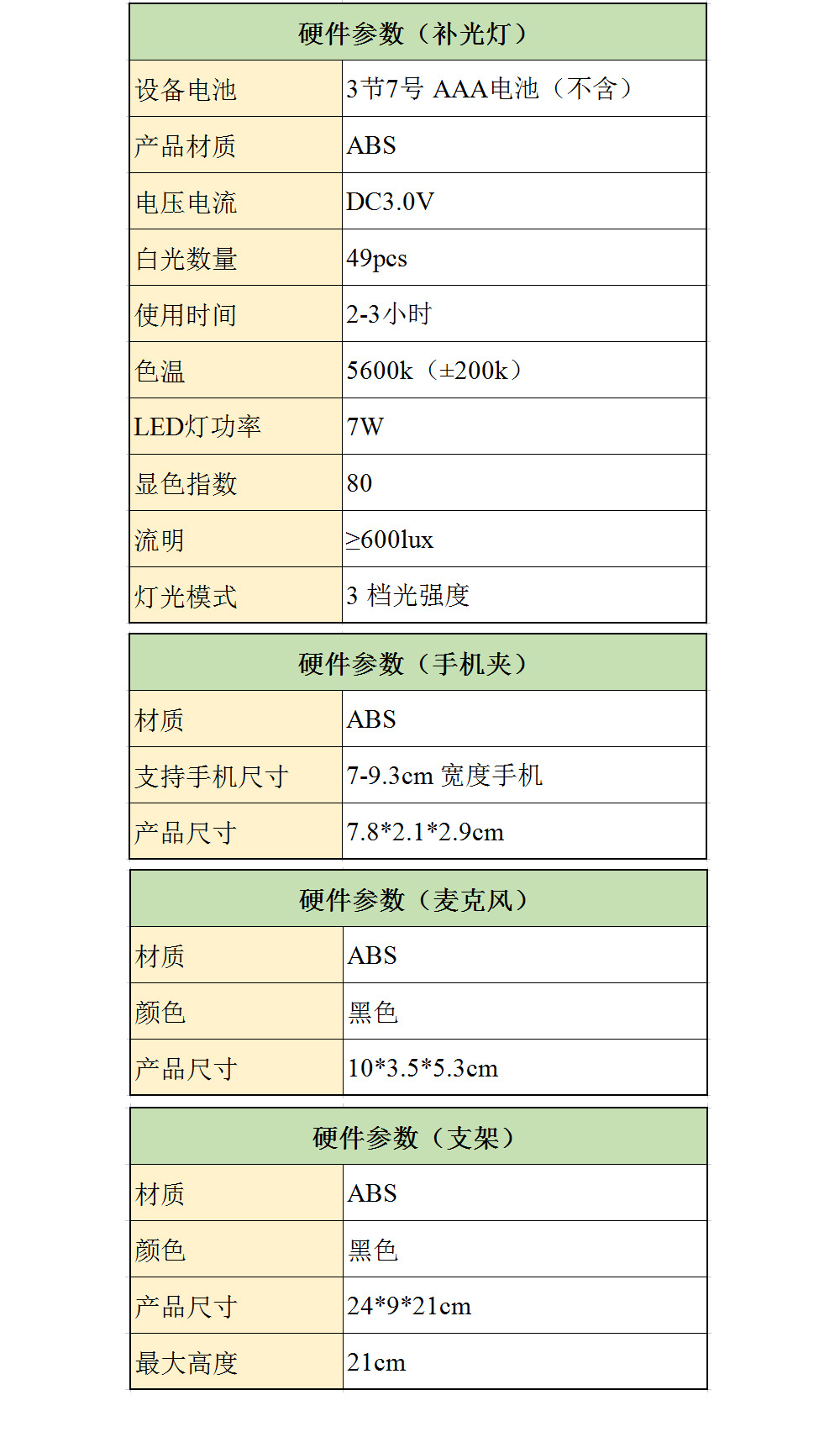 便携式U形手提DV拍摄补光灯稳定器套装 c形海绵握把手机跟拍支架