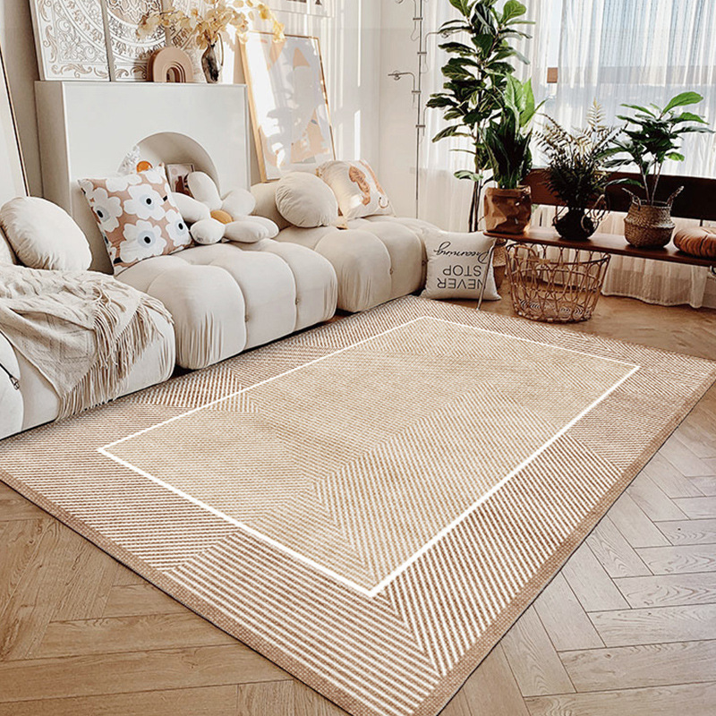 Alfombra de sala de estar Alfombra de piso simple de estilo crema Alfombra de borde de cama desechable para dormitorio, sofá doméstico de alta gama, mesa de centro, manta antideslizante