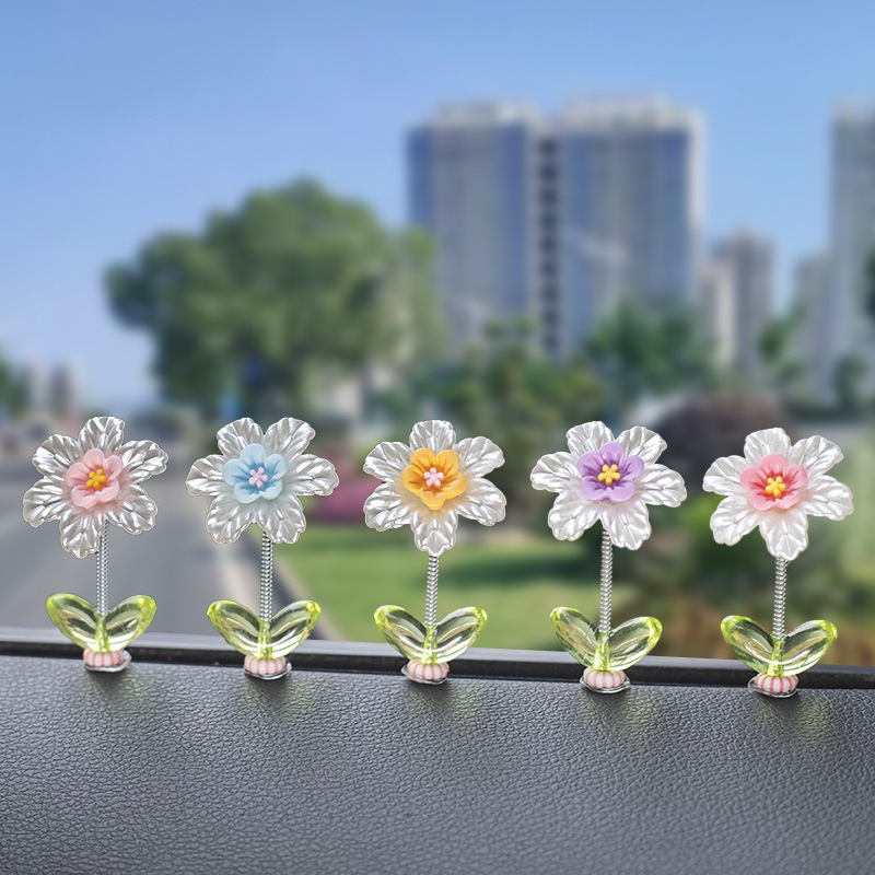 2024 nueva flor clara de verano decoración de la cabeza del coche de la consola central del coche decoración de la flor de la trompeta