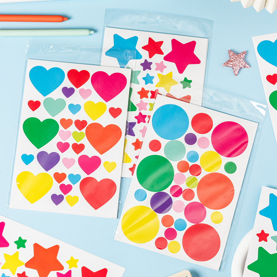 Cariño, color pegajoso, amor, círculo de estrellas, pegatinas decorativas autoadhesivas, pegatinas decorativas transfronterizas, pegatinas de marcas decorativas