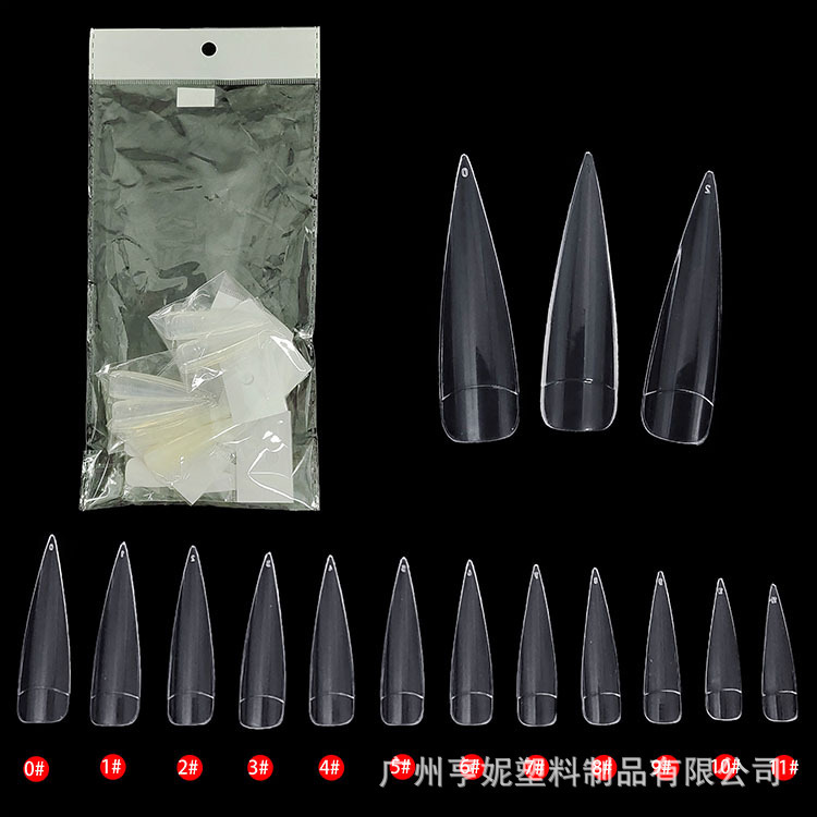 Manicure Mid-length Salon Nail Chip Craft Nail Chip Sample Performance Art Fake Nail Patch Transparent Natural Color White