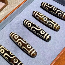 藏式新品九眼玛瑙天珠台工渗透工艺风化包浆马蹄纹藏式文玩手工散