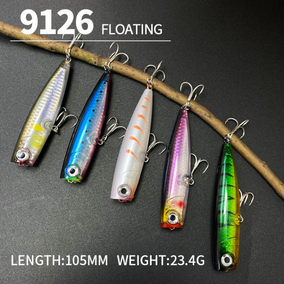 Wave climbing Luya bait 105mm/23.4g water-hitting floating fishing bass catfish bionic fake bait 9126