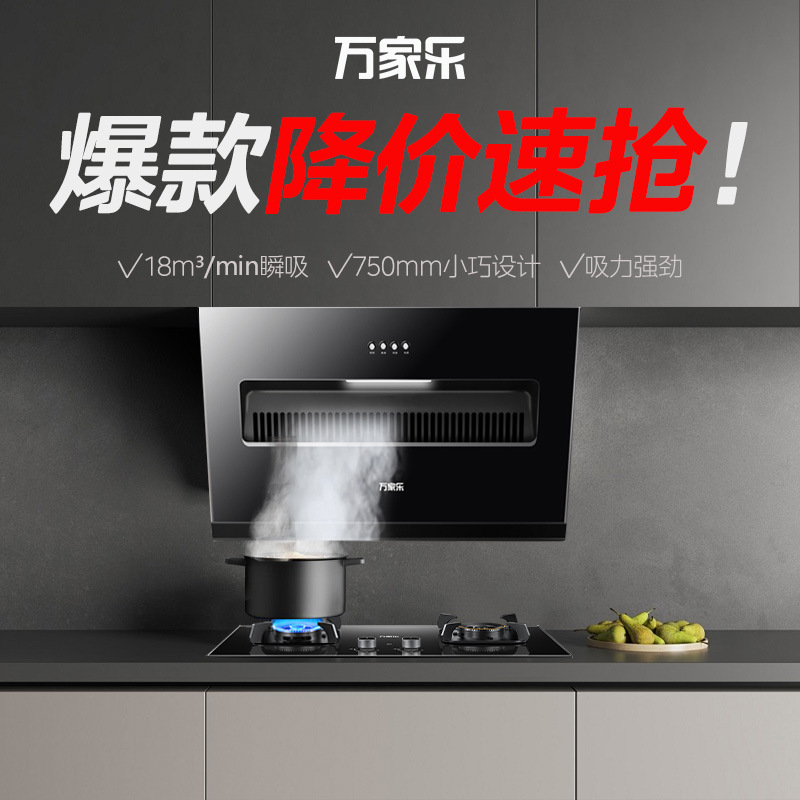 万家乐抽油烟机侧吸小尺寸大吸力小户型家用一级能效AL031油烟机