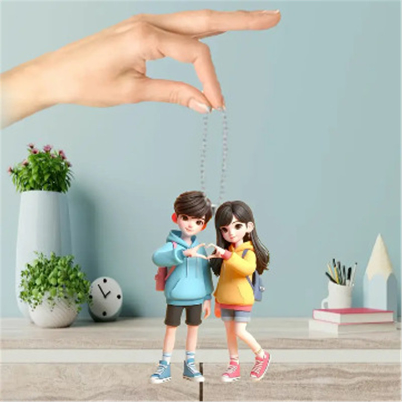 Nuevo plano acrílico transfronterizo para adorable té de leche gatos colgantes de automóviles fiestas colgantes de decoración del hogar