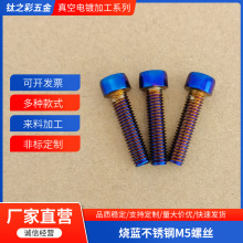 烧蓝不锈钢M5螺丝真空电镀六角螺钉汽车配件螺栓钉圆柱头汽配螺纹