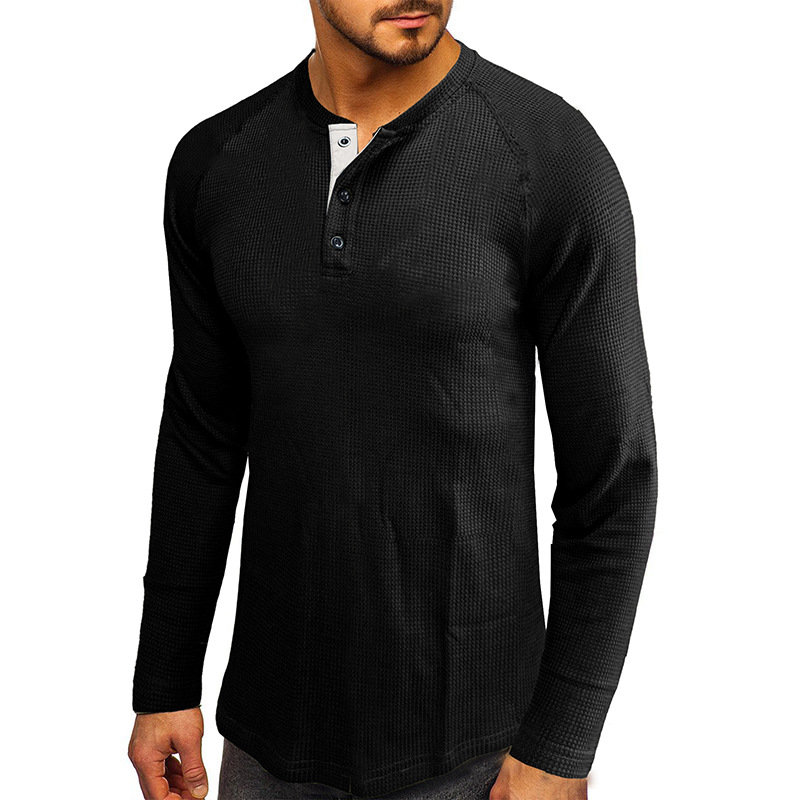 Men's T-shirt Long Sleeve Loose Fit Plain Basic Autumn Winter_voghion.com