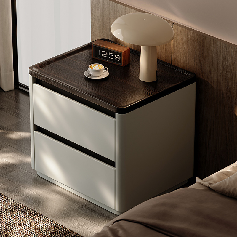 Mesita de noche de madera maciza, lujo ligero, sensación de alta gama 2024, nuevo diseño simple y moderno, dormitorio doméstico, pequeño gabinete junto a la cama