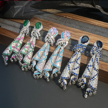 earrings法式重工彩色丝绸 轻奢高级感气质秋冬锆石珠宝流苏耳环