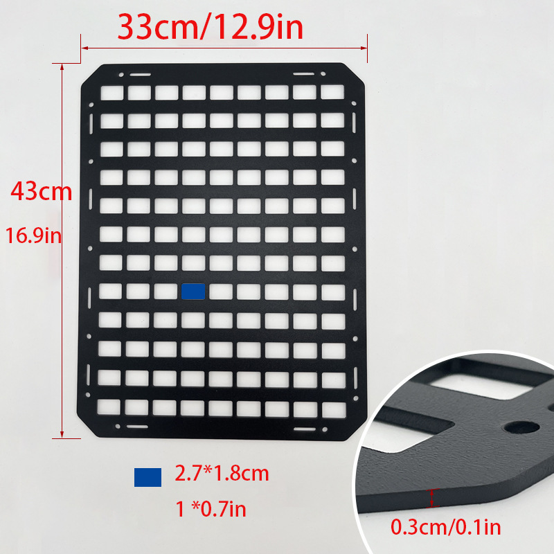 Car seat tactical hanging panel MOLLE vehicle storage panel ABS material universal modification part black 43×33