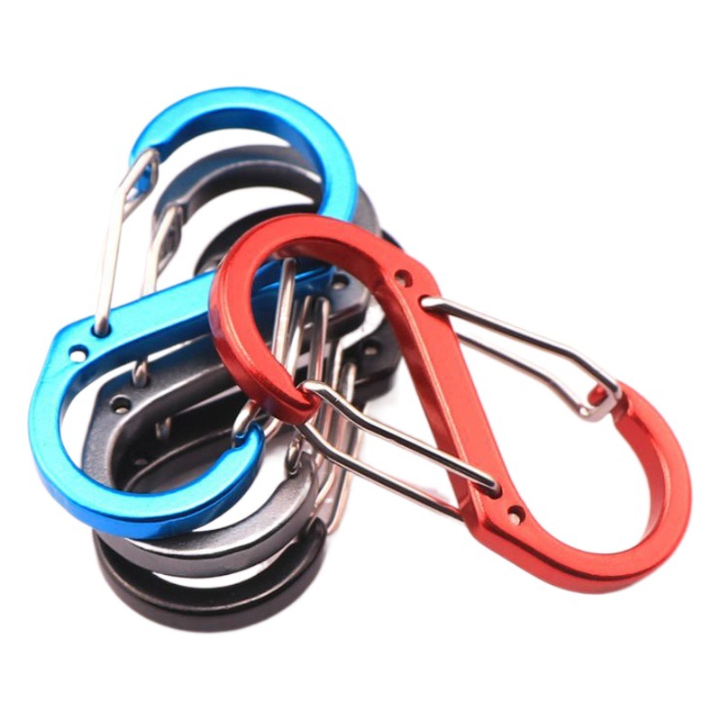 Cross-Border Wholesale S-Shaped No. 5 Figure-Eight Buckle Aluminum Alloy Spring Buckle Flat Accessories Outdoor Figure-Eight Buckle Carabiner