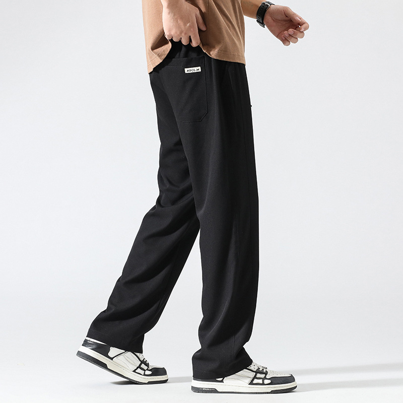 summer thin slacks men's simple badge straight leg slacks men's american fat plus size men's pants_voghion.com