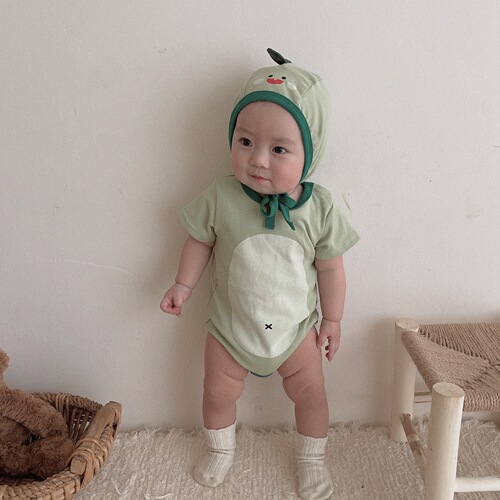 ins new dinosaur style baby clothes 2024 summer new infant crawling clothes children's bag fart suit