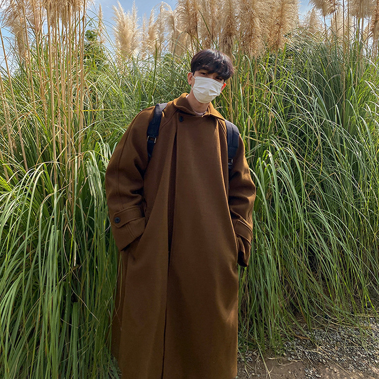 MYQ abrigo de lana de invierno de los hombres engrosada media-longitud estilo coreano de moda de alto grado sobre la rodilla gabardina abrigo de lana