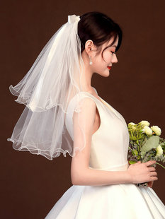 Bridal Veil Headwear Super Fairy Wedding Photo Props Short Mori Wedding Veil License White Veil Simple