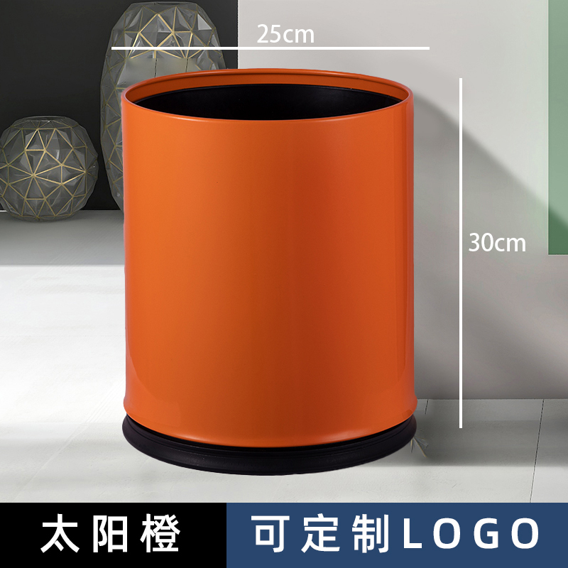 商用不锈钢垃圾桶家用酒店办公室厨房卫生间客房双层无盖logo|undefined